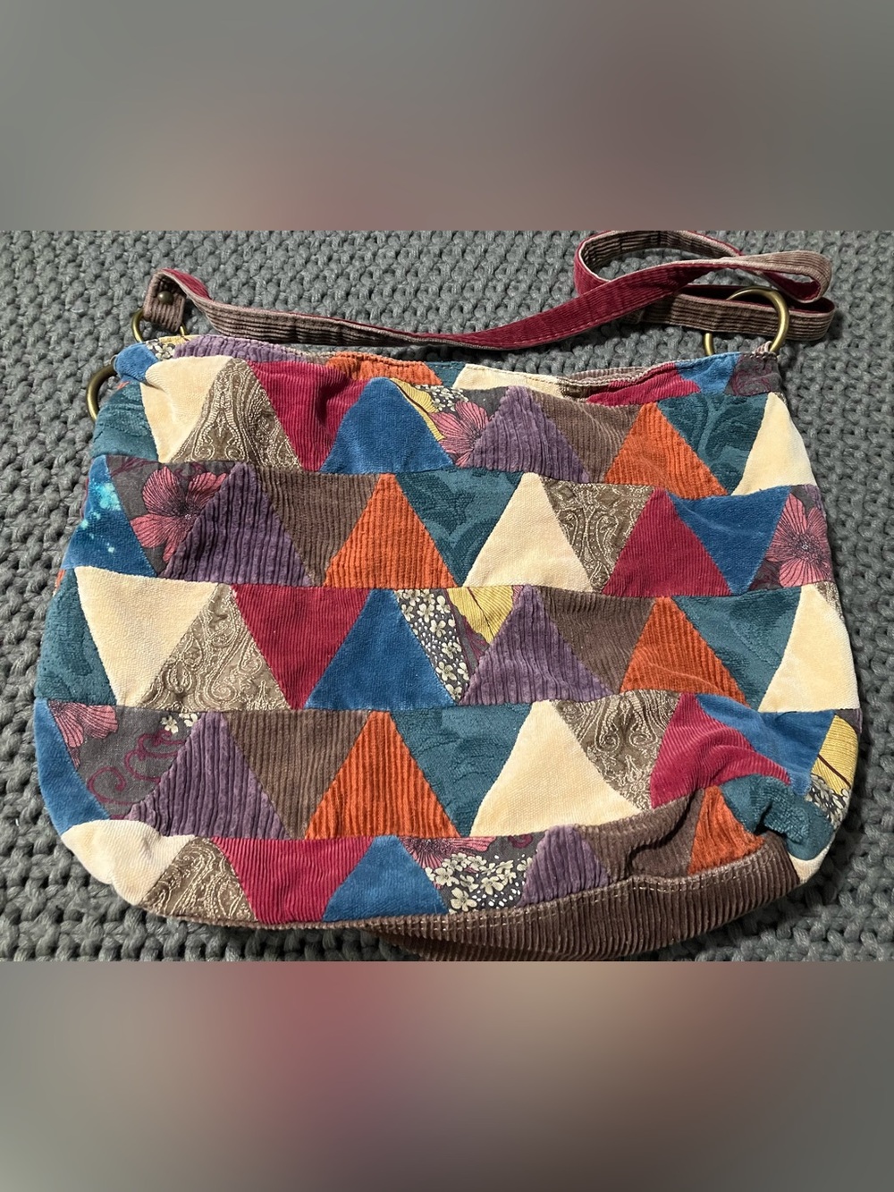 Lucky Brand patchwork corduroy hobo shoulder bag